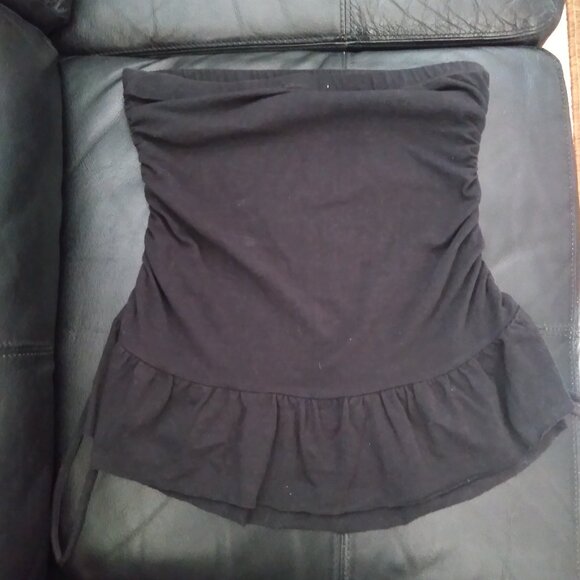 Vintage Y2K Spunky Graphic Black Tube Top with Side Ruching - Picture 3 of 5